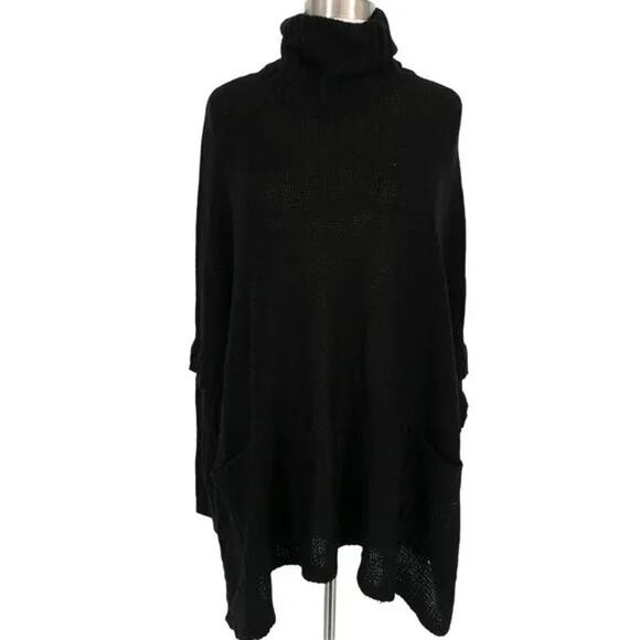 Cloth by Design Women's Turtleneck Poncho Sweater XS Extra Small Black NWT - Picture 3 of 7